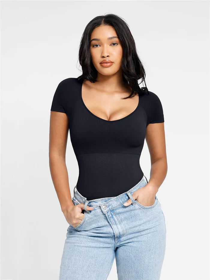 Seamless bodysuit with extra strong bust support