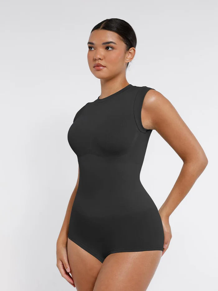 Seamless shaper bodysuit with cap sleeves