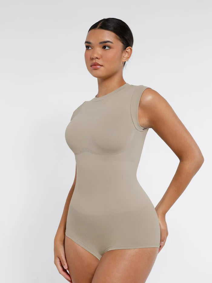 Seamless shaper bodysuit with cap sleeves