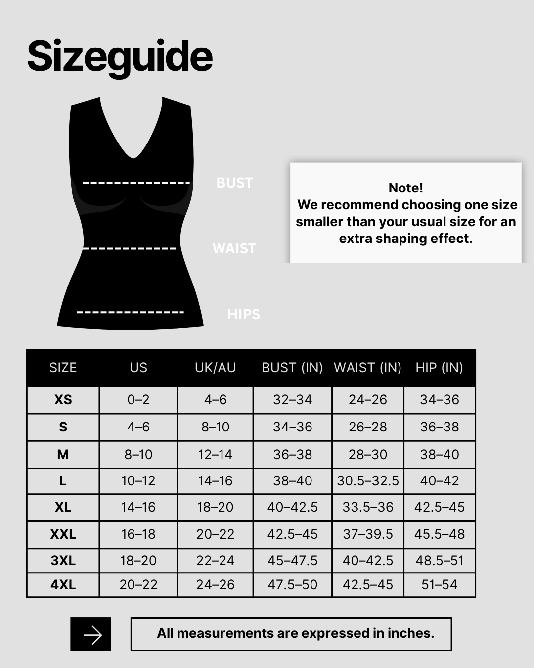 Storleksguide för Seamless lace bodysuit with deep V-neckline