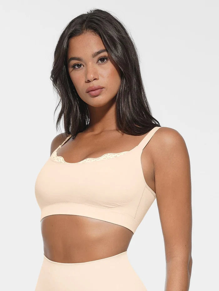 Seamless bralette with round neckline and smooth back