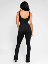 Sculpting jumpsuit with square neckline and U-back