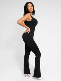 Sculpting jumpsuit with square neckline and U-back