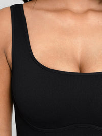 Sculpting jumpsuit with square neckline and U-back