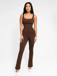 Sculpting jumpsuit with square neckline and U-back