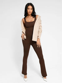 Sculpting jumpsuit with square neckline and U-back