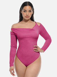 Glossy shapewear bodysuit with built-in bra and thong design