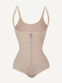 Shaping bodysuit with U-shaped bust and zipper