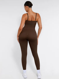 Stretchy jumpsuit with thin straps and tummy control