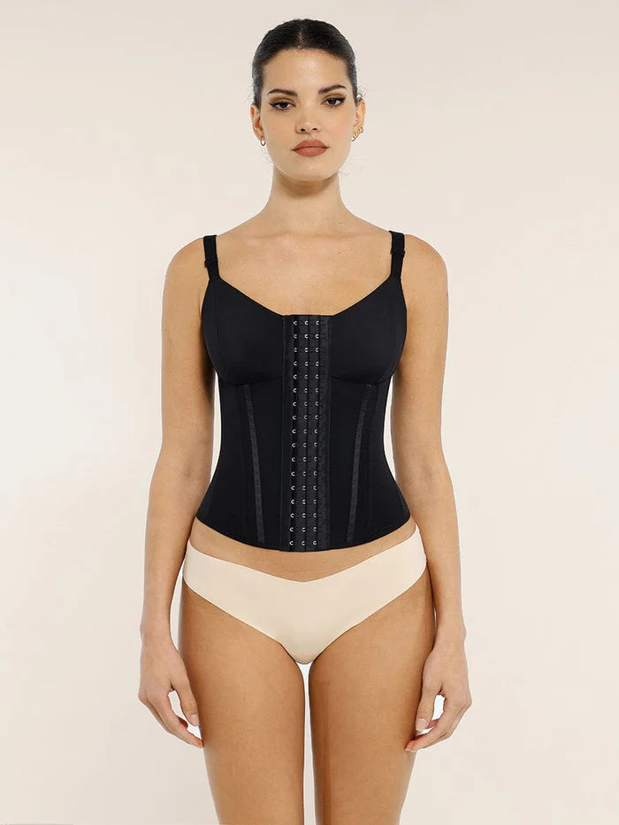 Waist shaper with steel boning – triple hook rows & bust support