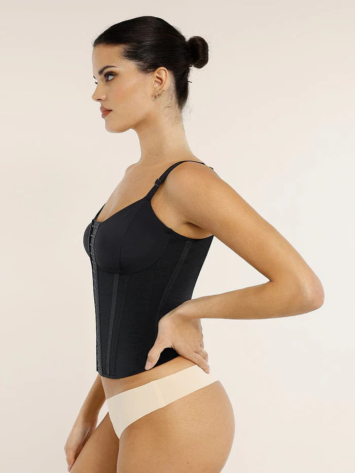 Waist shaper with steel boning – triple hook rows & bust support