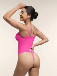 Shaping bodysuit with deep neckline and inner clips