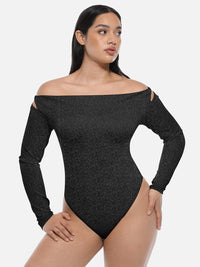 Glossy shapewear bodysuit with built-in bra and thong design