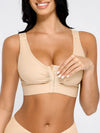 Adjustable bra with front closure and three hooks