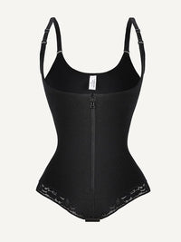 Shaping bodysuit with U-shaped bust and zipper