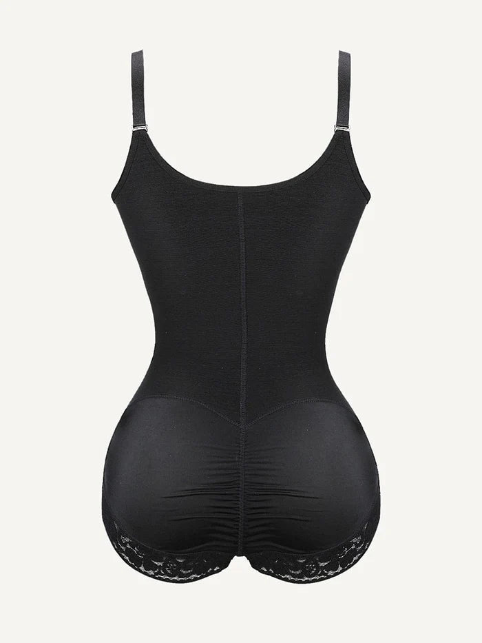 Shaping bodysuit with U-shaped bust and zipper