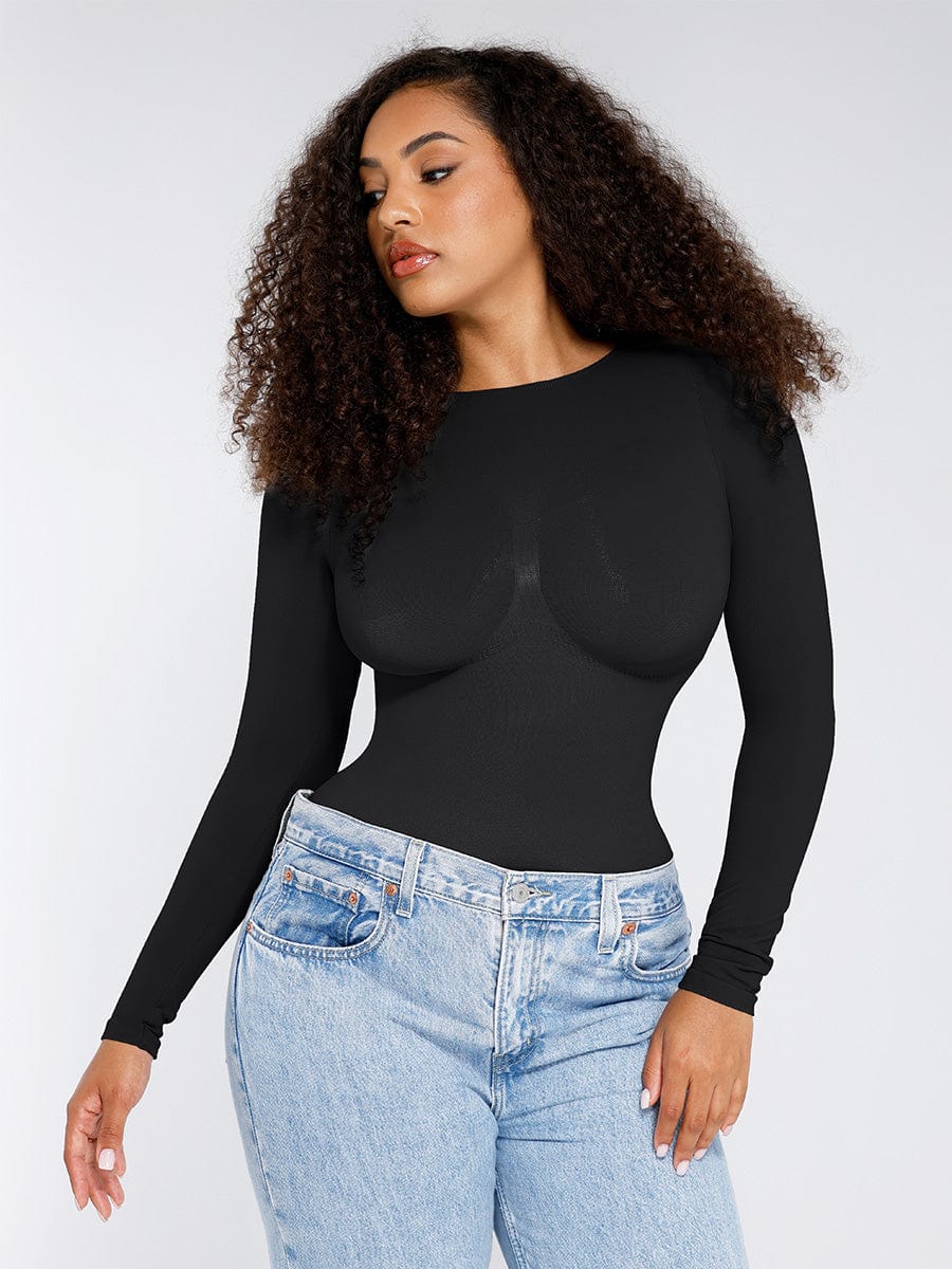 Long-sleeve stretch shaping bodysuit
