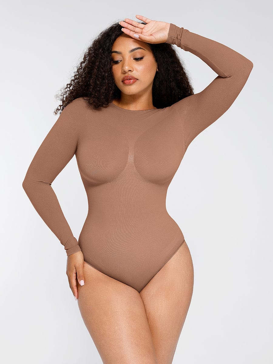 Long-sleeve stretch shaping bodysuit