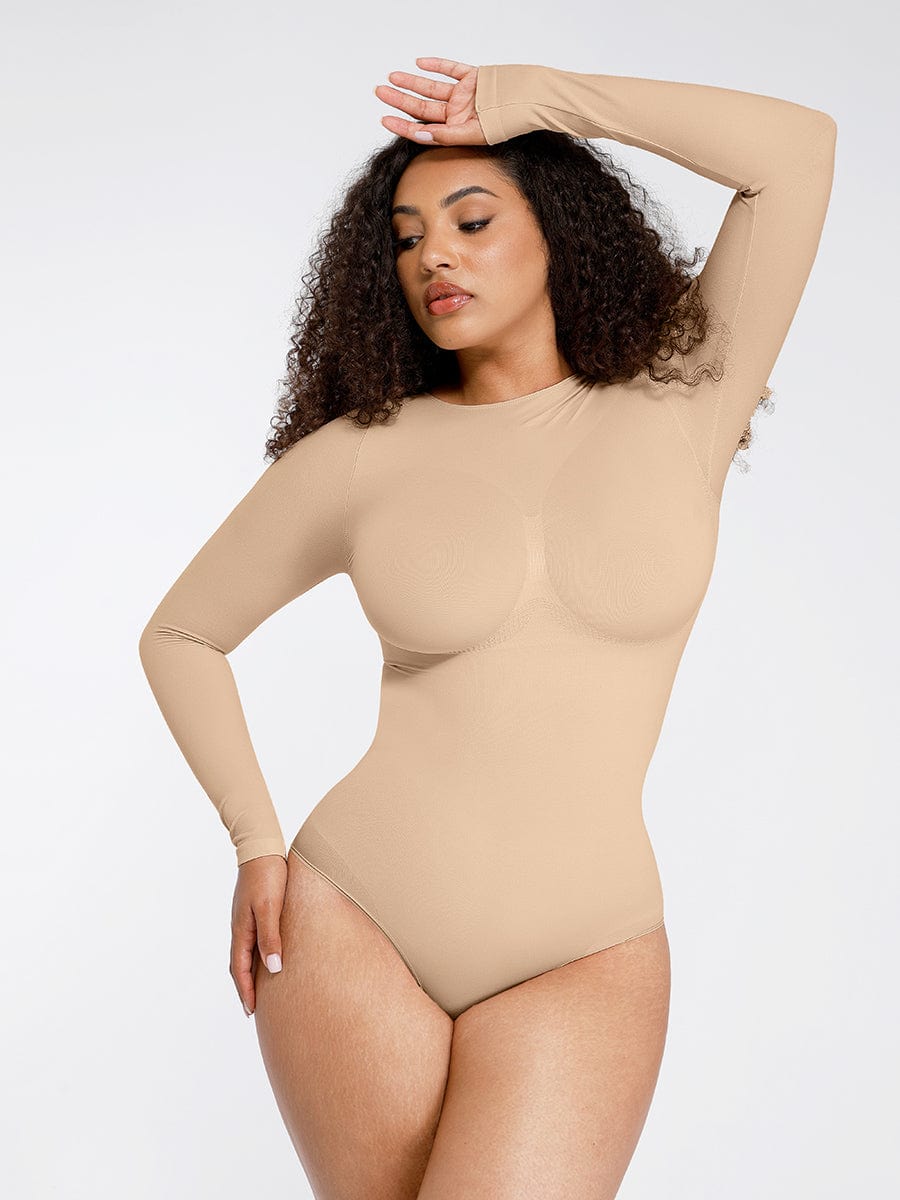 Long-sleeve stretch shaping bodysuit