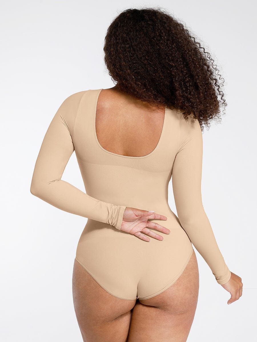 Long-sleeve stretch shaping bodysuit