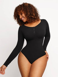 Long-sleeve thong bodysuit