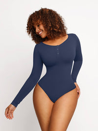 Long-sleeve thong bodysuit