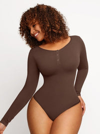 Long-sleeve thong bodysuit