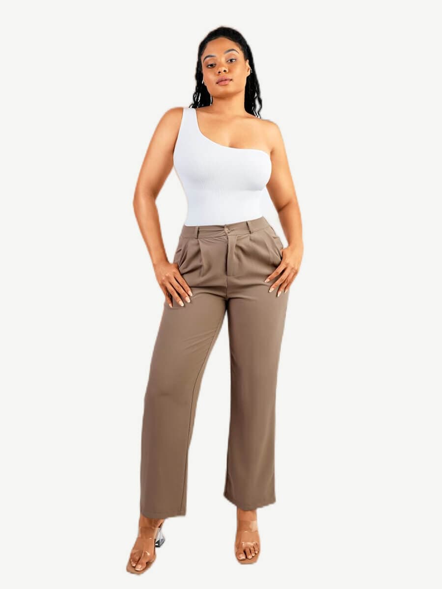 One-shoulder shaping bodysuit – short sleeve