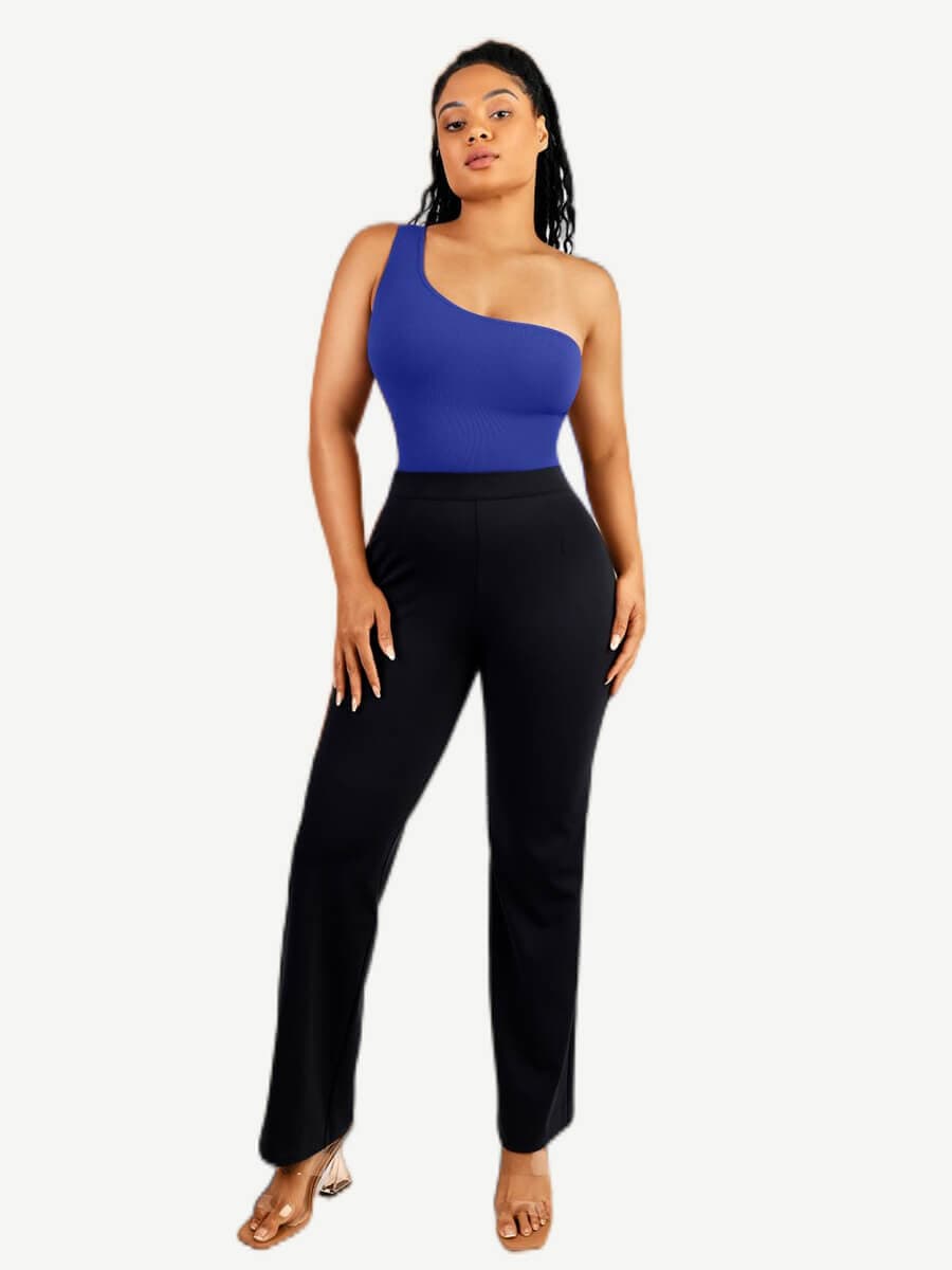 One-shoulder shaping bodysuit – short sleeve