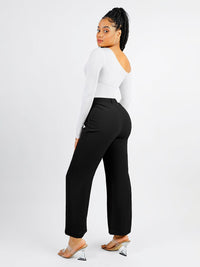 One-shoulder long-sleeve shaping bodysuit