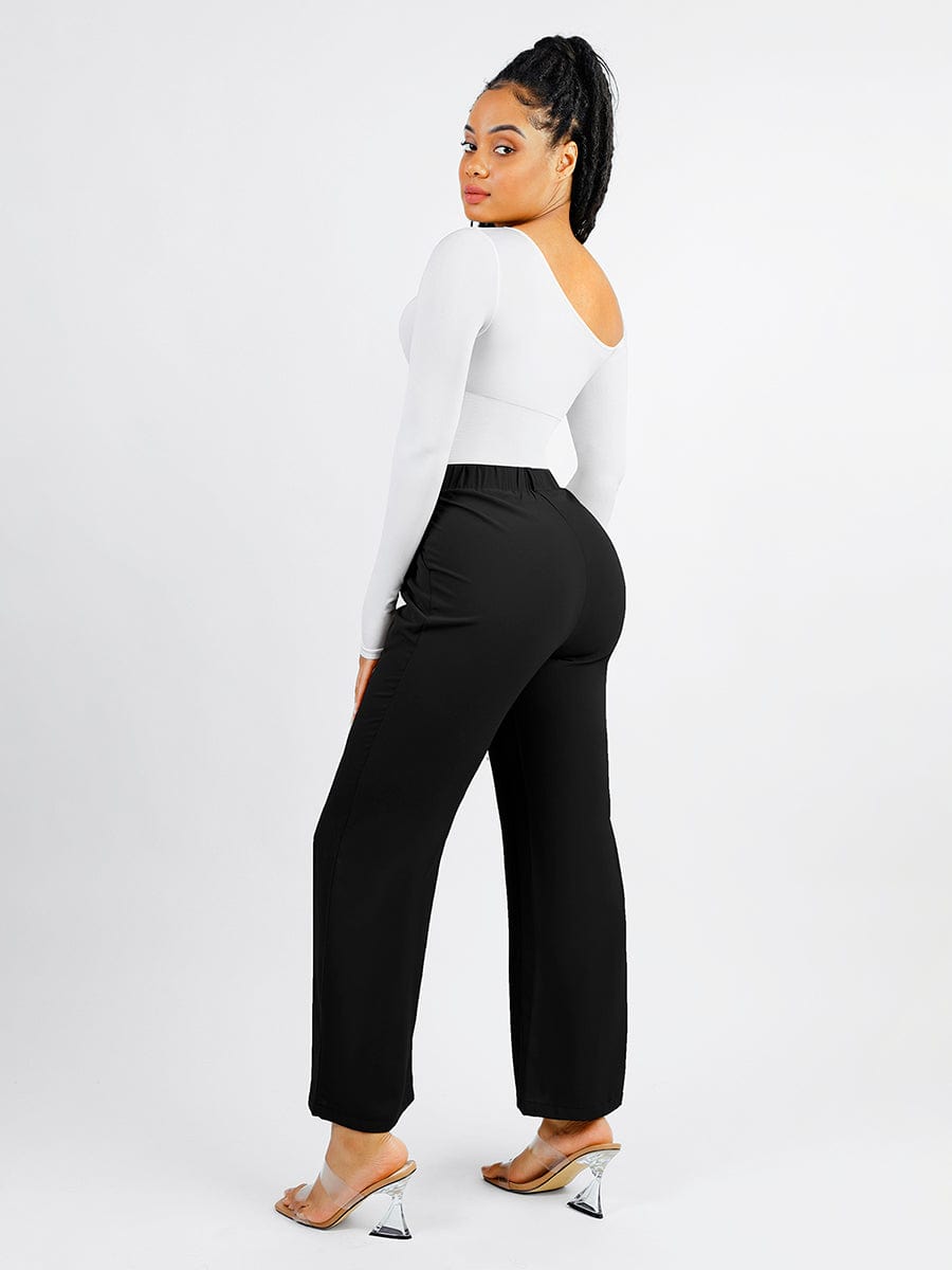 One-shoulder long-sleeve shaping bodysuit