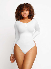 Long-sleeve thong bodysuit