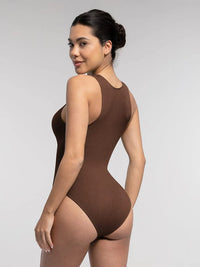 Seamless shaping bodysuit with front zipper