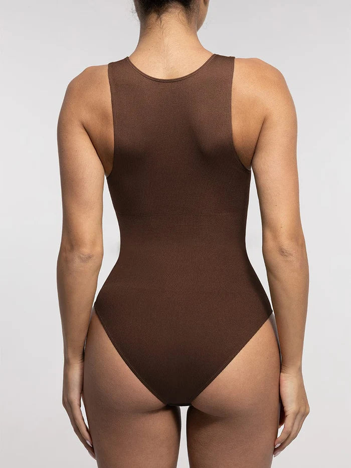 Seamless shaping bodysuit with front zipper