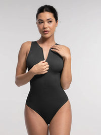 Seamless shaping bodysuit with front zipper