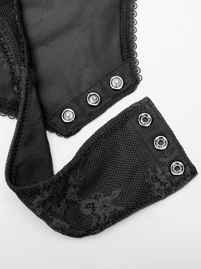 Seamless lace bodysuit with deep V-neckline