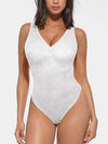 Seamless lace bodysuit with deep V-neckline