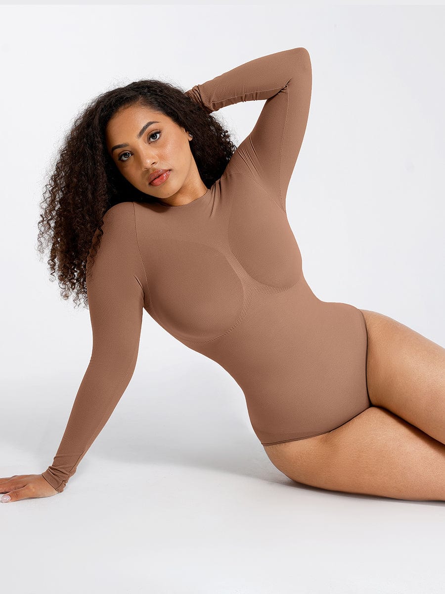 Long-sleeve stretch shaping bodysuit